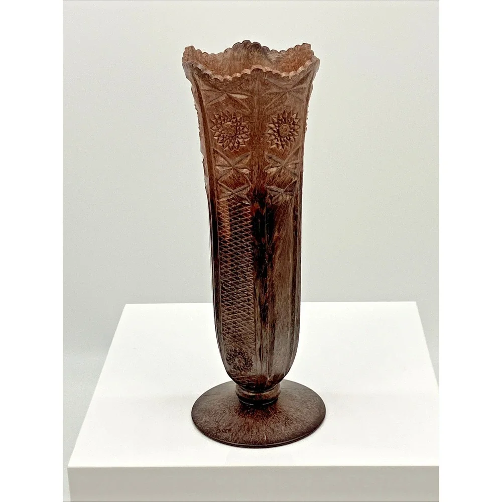 Vtg. Regaline Vase Sunburst Starburst Cross Hatch Flower‎ USA MCM Grannycore